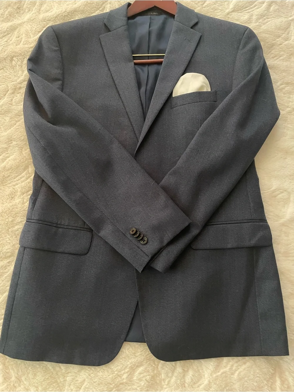 Michael Kors Dark Navy Blazer with White Pocket Square